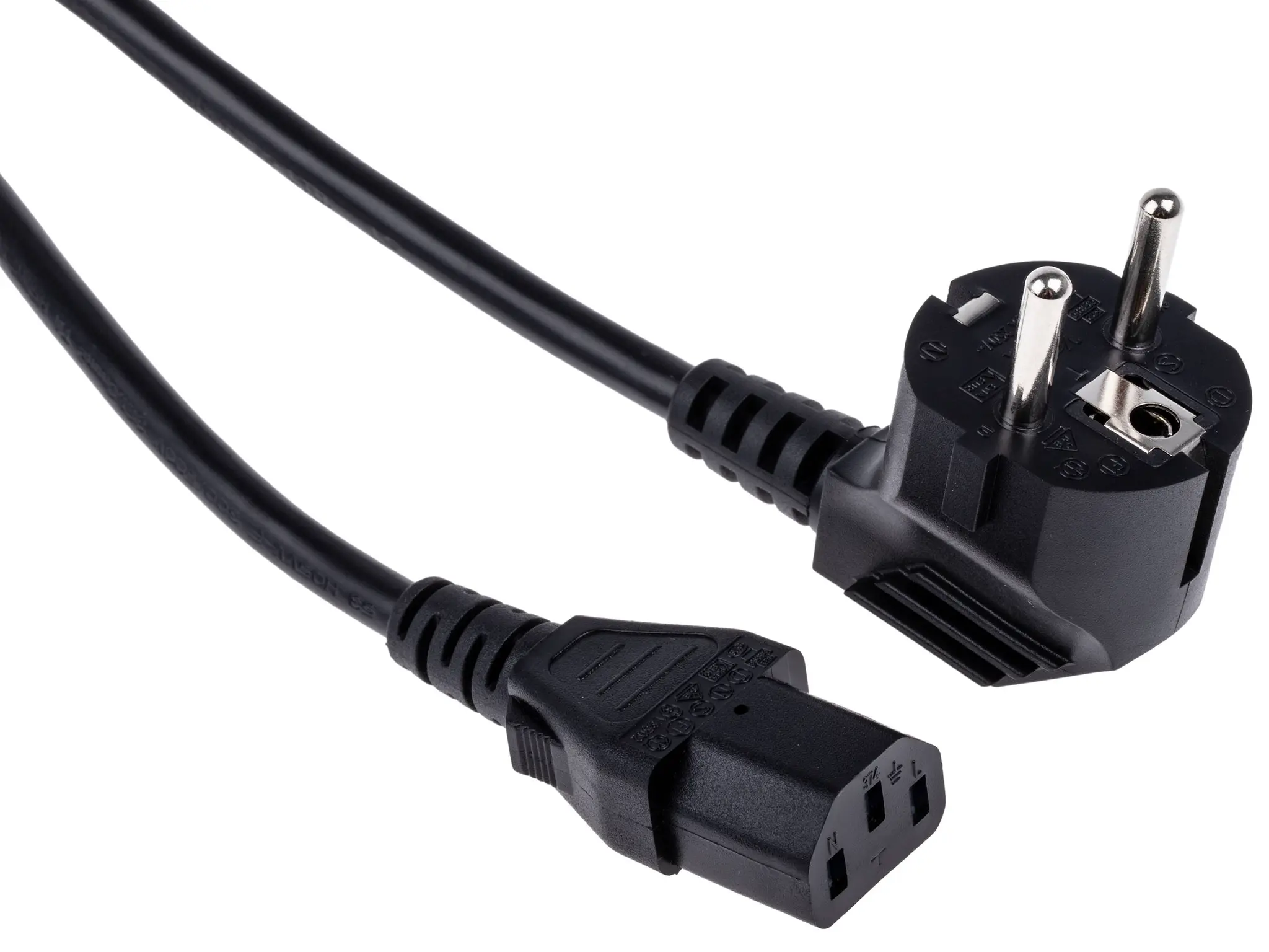 Produktfoto 1 von RS PRO Netzkabel, A IEC C13, B CEE 7/7, 10 m Schwarz Polyvinylchlorid, 250 V