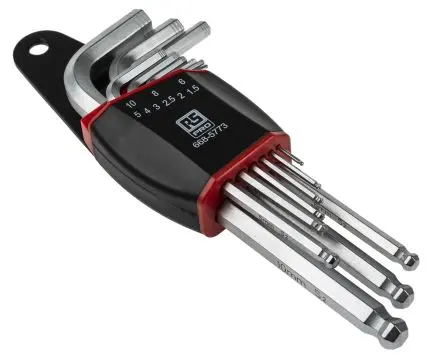 Produktfoto 1 von RS PRO Sechskantschlüsselsatz 9 L Metrisch Lang