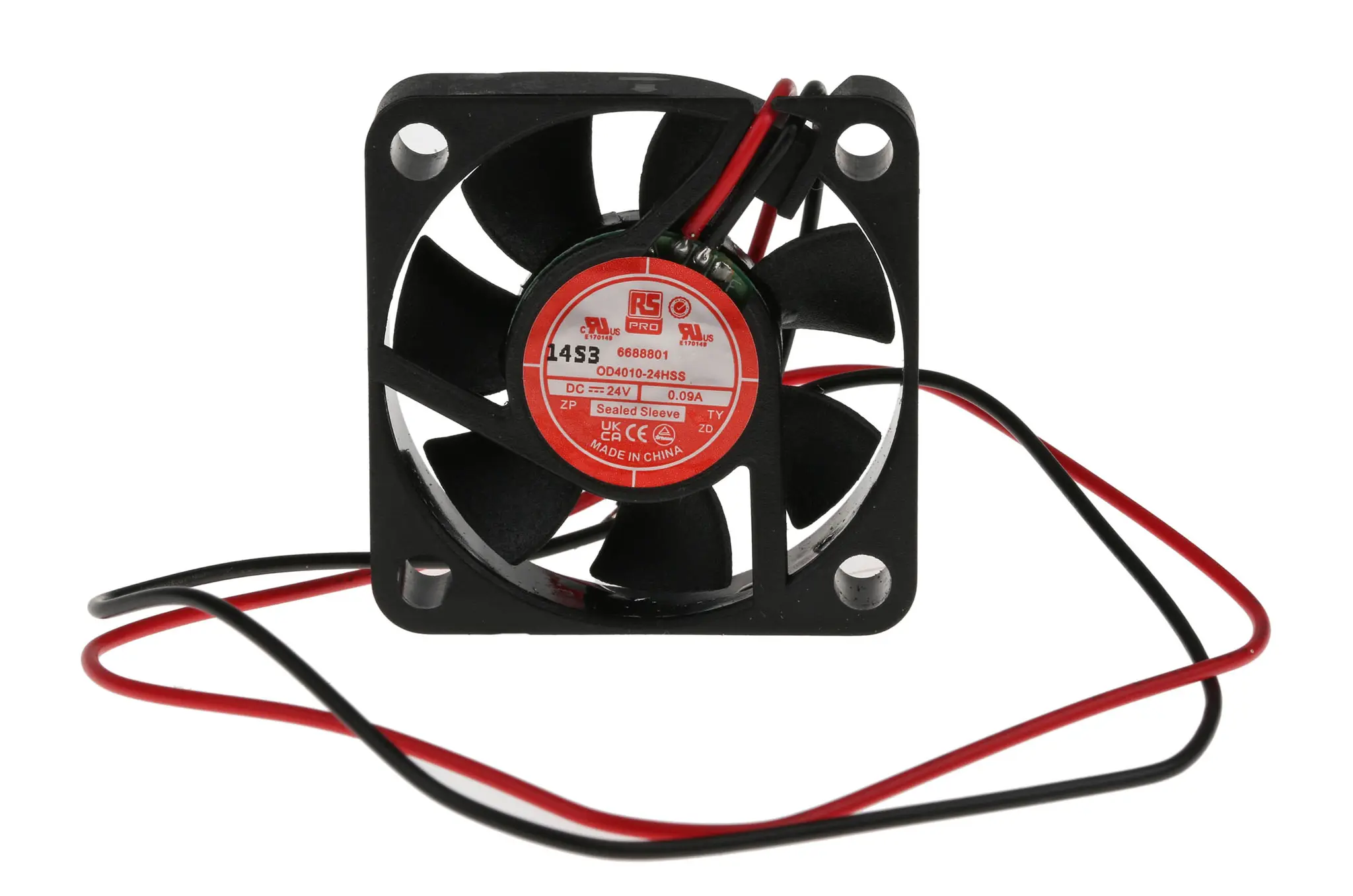 Produktfoto 1 von RS PRO DC-Axiallüfter, Gleitlager, 24 V dc / 1.4W, 40 x 40 x 10mm, 6000U/min, 11.4m³/h