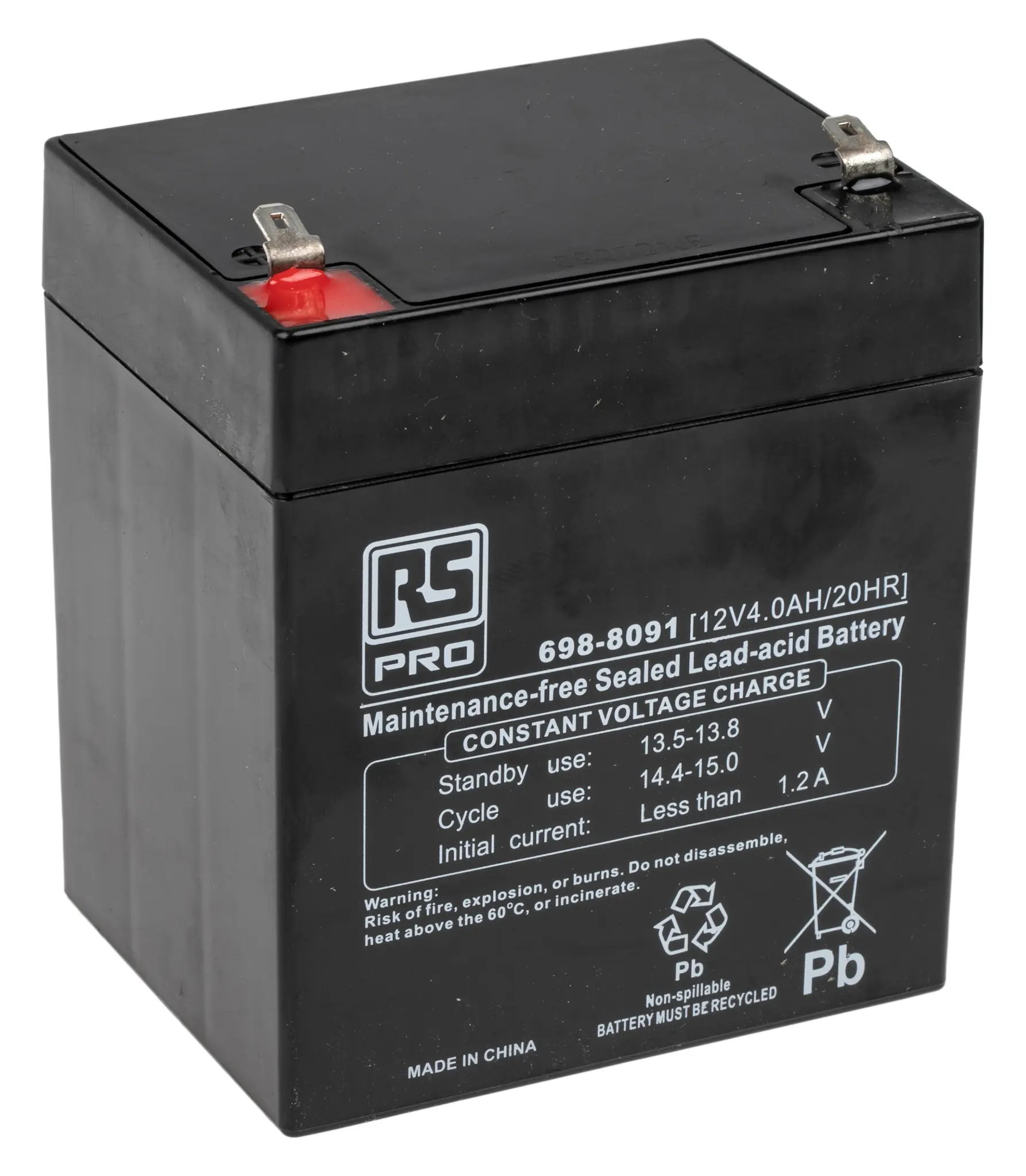 Produktfoto 1 von RS PRO RS PRO Abgedichteter Bleiakku, 12V / 4Ah, T1-Anschluss, 90 x 70 x 101mm