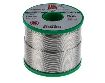 Produktfoto 1 von RS PRO Draht Lötzinn bleifrei 99.5 %Sn 0 %Pb 0.5 %Cu, 228 °C, Ø 0.81 mm / 500 g