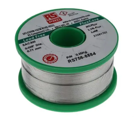 Produktfoto 1 von RS PRO Draht Lötzinn bleifrei 96.5 %Sn 0 %Pb 0.5 %Cu 3 %Ag, 217 °C, Ø 0.71 mm / 250 g
