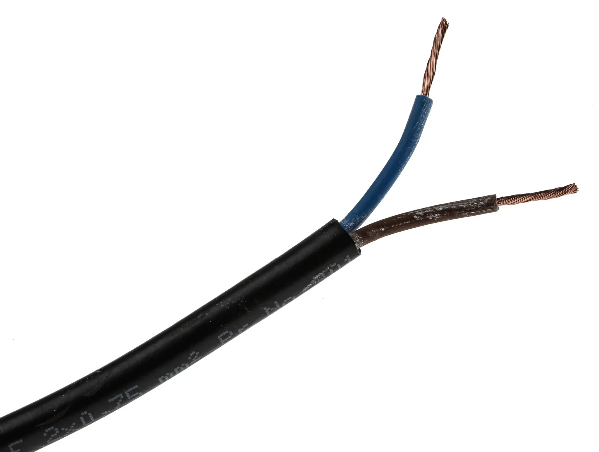 Produktfoto 1 von RS PRO H03VV-F Netzkabel, 2-adrig Schwarz /Ø 5.4 mm Außen-ø , 100 m 70 °C, 300 V, Polyvinylchlorid