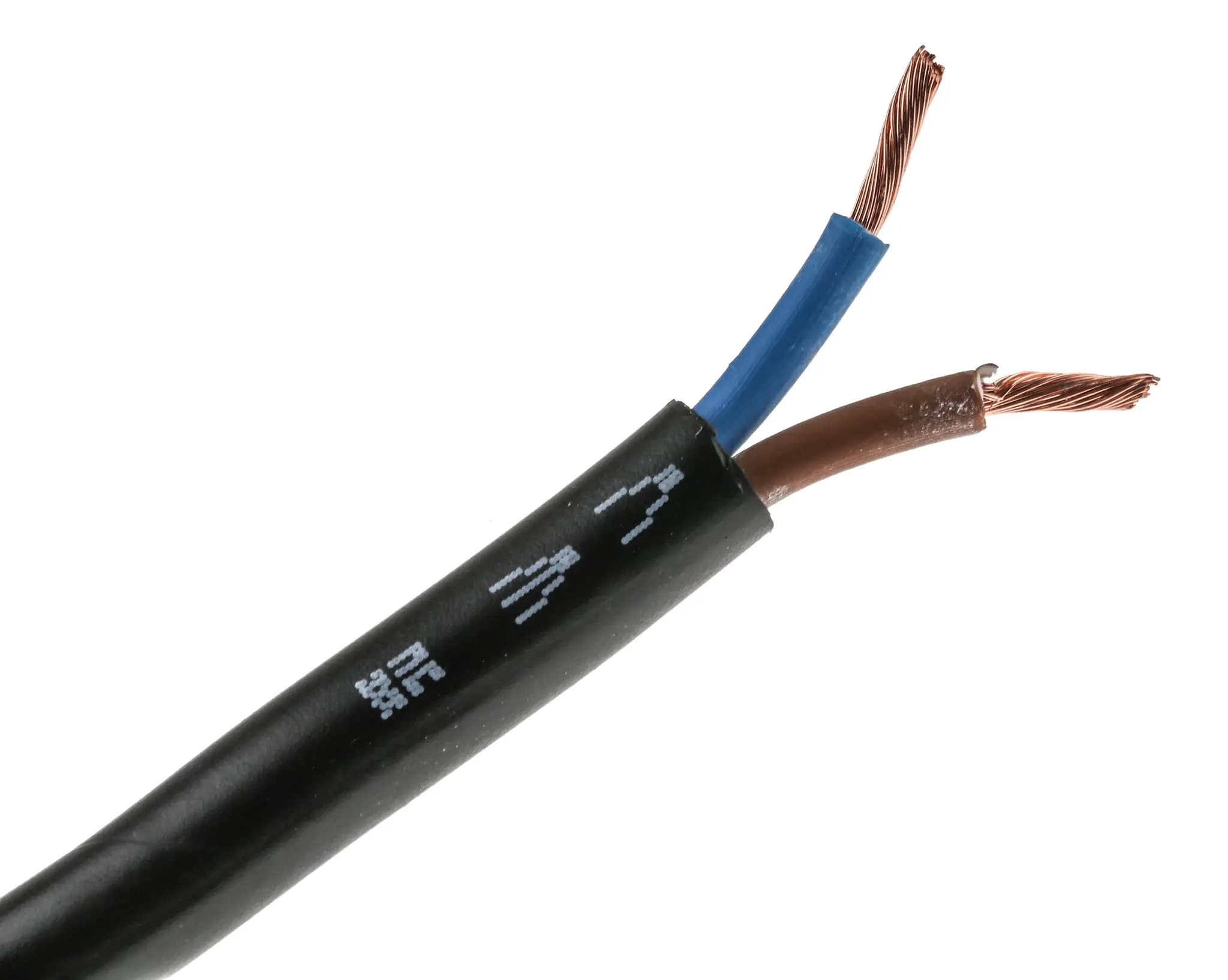 Produktfoto 1 von RS PRO H05VV-F Netzkabel, 2-adrig Schwarz /Ø 8.86 mm Außen-ø , 100 m 70 °C, 300 V, 500 V, Polyvinylchlorid