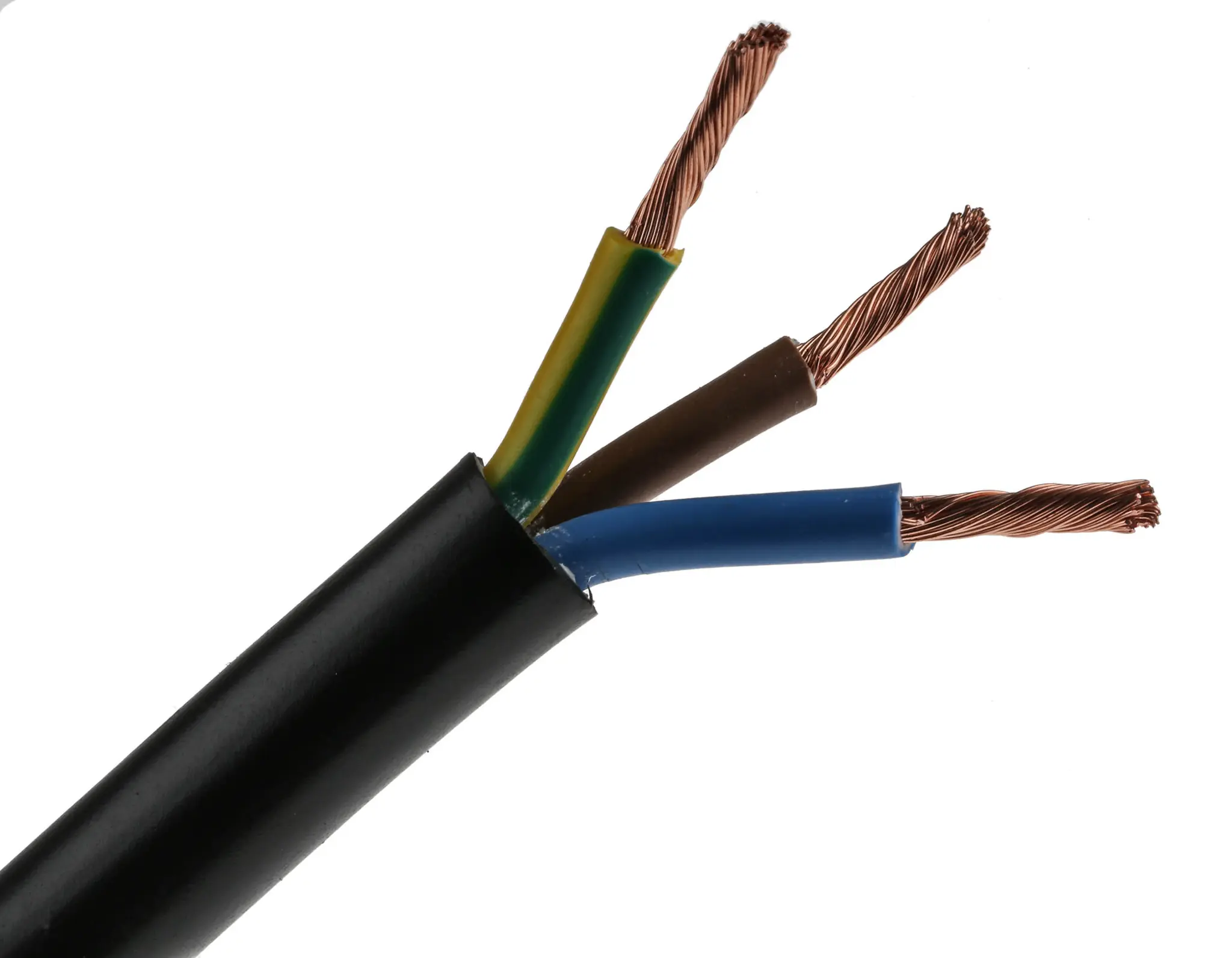 Produktfoto 1 von RS PRO H05VV-F Netzkabel, 3-adrig Schwarz /Ø 11.17 mm Außen-ø , 100 m 70 °C, 300 V, 500 V, Polyvinylchlorid