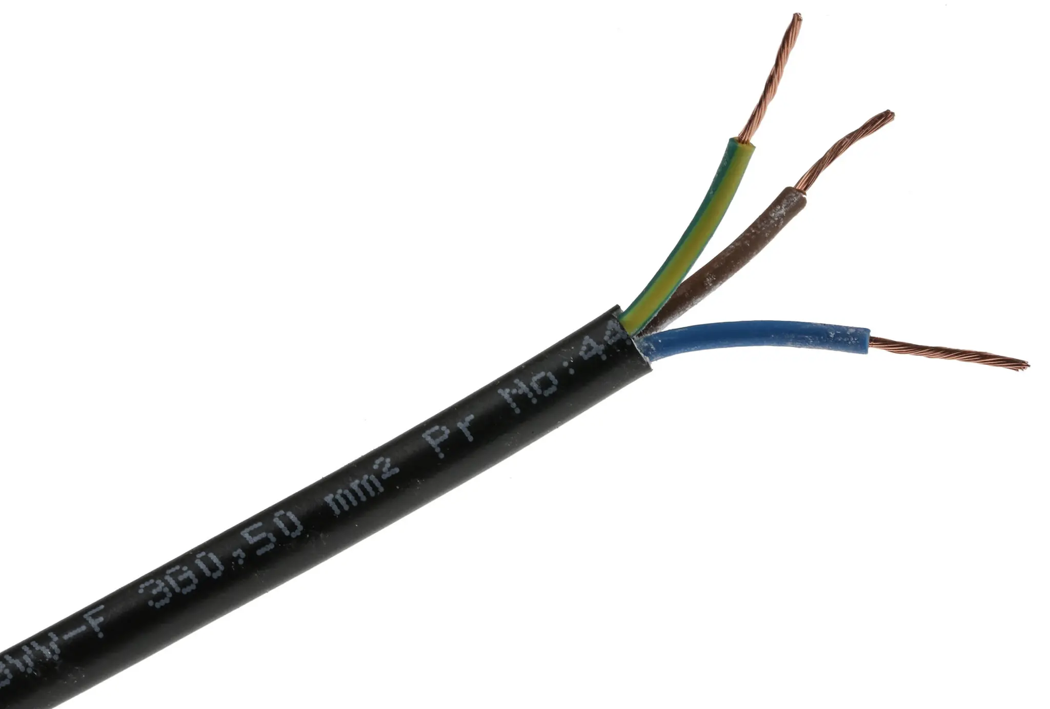 Produktfoto 1 von RS PRO H03VV-F Netzkabel, 3-adrig Schwarz /Ø 5.39 mm Außen-ø , 100 m 70 °C, 300 V, 500 V, Polyvinylchlorid