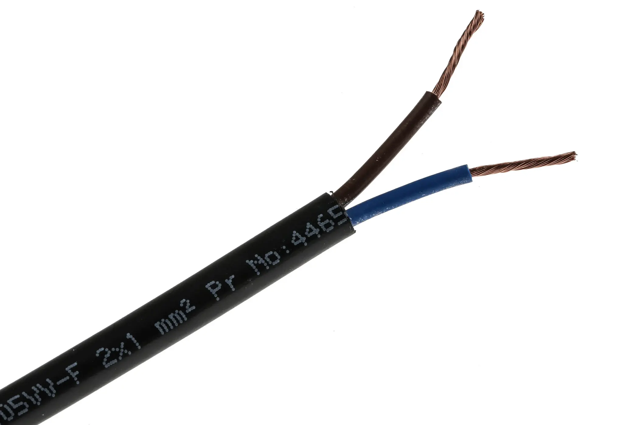 Produktfoto 1 von RS PRO H05VV-F Netzkabel, 2-adrig Schwarz /Ø 6.39 mm Außen-ø , 100 m 70 °C, 300 V, 500 V, Polyvinylchlorid