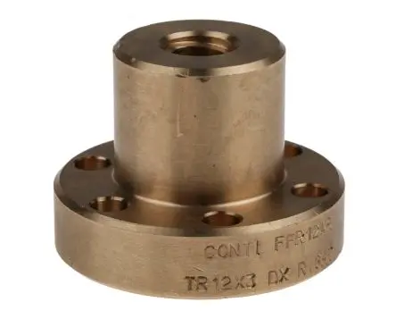 Produktfoto 1 von RS PRO 3 mm Spindelmutter Rund mit Flansch 12 mm, Außen-Ø: 48 mm Außen-ø , Länge: 35 mm
