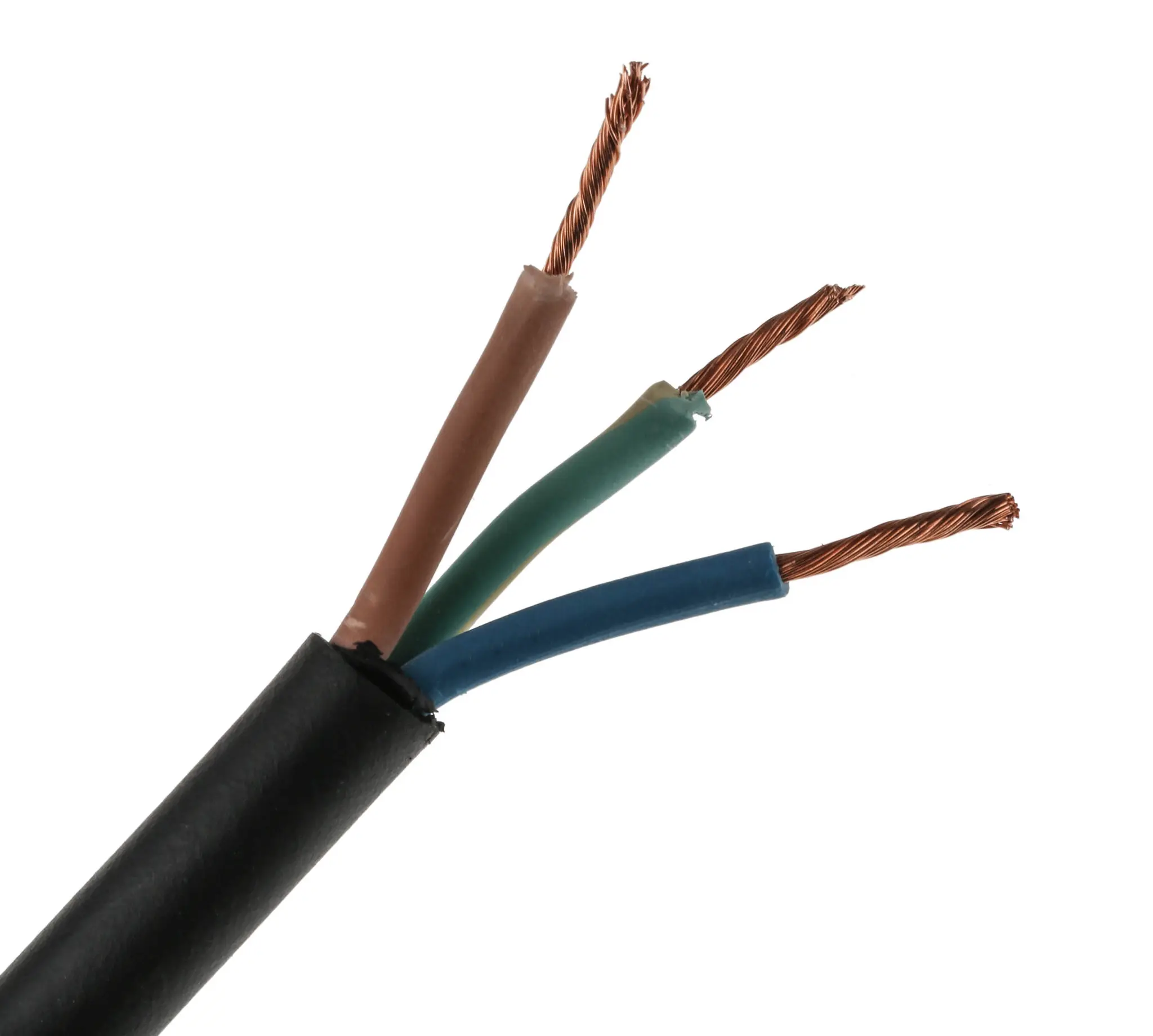 Produktfoto 1 von RS PRO H05-RRF, H05RR-F Netzkabel, 3-adrig Schwarz /Ø 8.5 → 8.9 mm Außen-ø , 100 m 60 °C, 300 V, 500 V,
