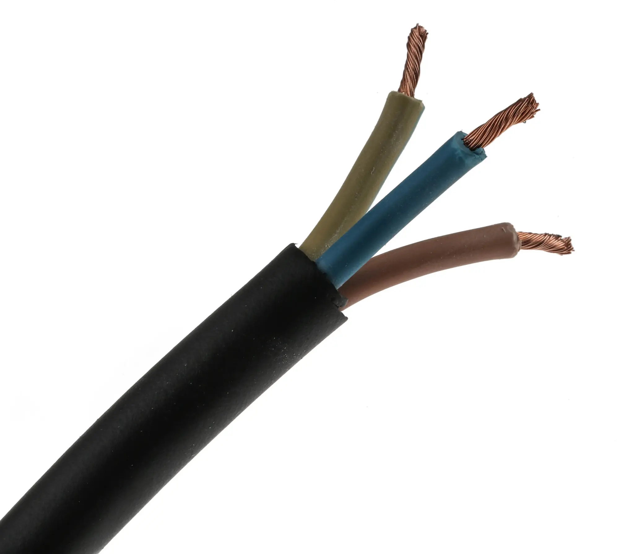 Produktfoto 1 von RS PRO H05-RRF, H05RR-F Netzkabel, 3-adrig Schwarz /Ø 10 → 10.6 mm Außen-ø , 100 m 60 °C, 300 V, 500 V,