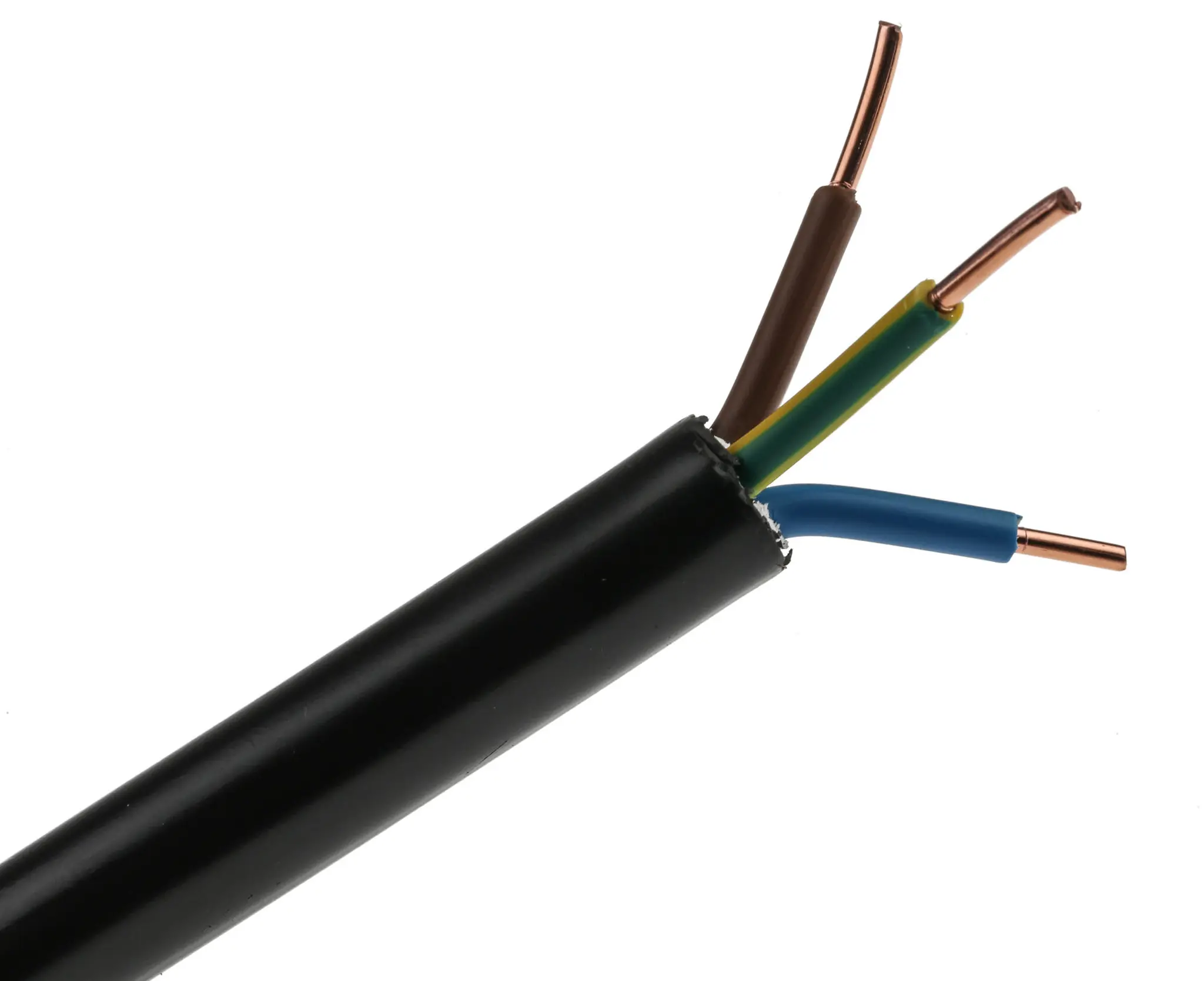 Produktfoto 1 von RS PRO Netzkabel, 3-adrig Schwarz, 50 m 70 °C, 1 kV, Polyvinylchlorid