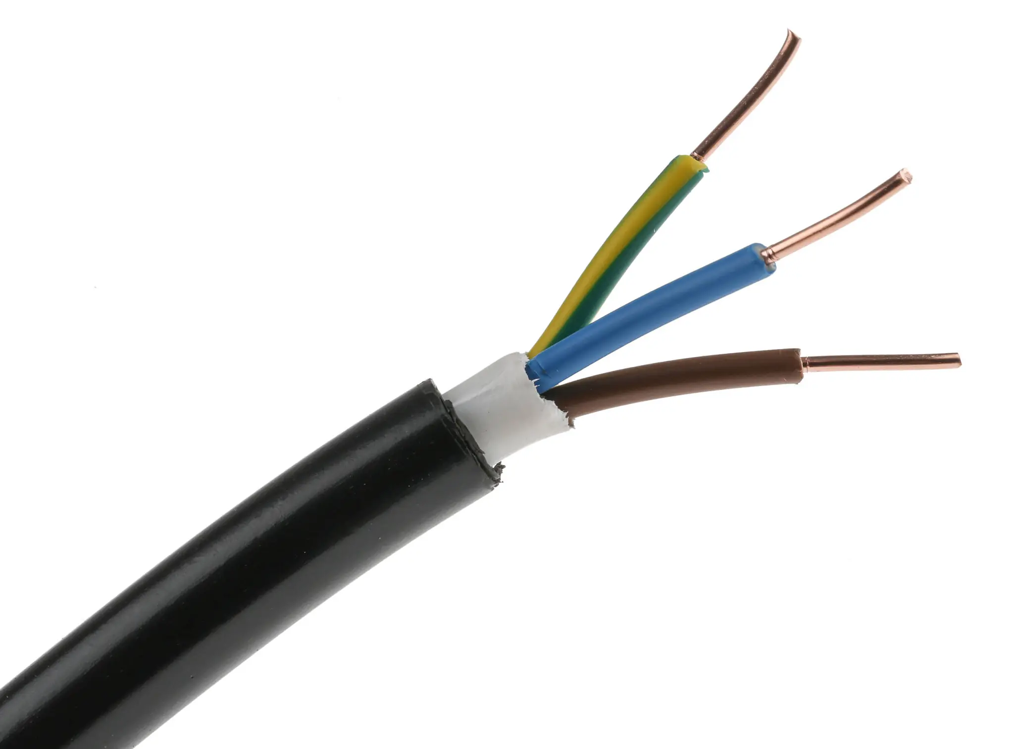 Produktfoto 1 von RS PRO Netzkabel, 3-adrig Schwarz, 50 m 70 °C, 1 kV, Polyvinylchlorid