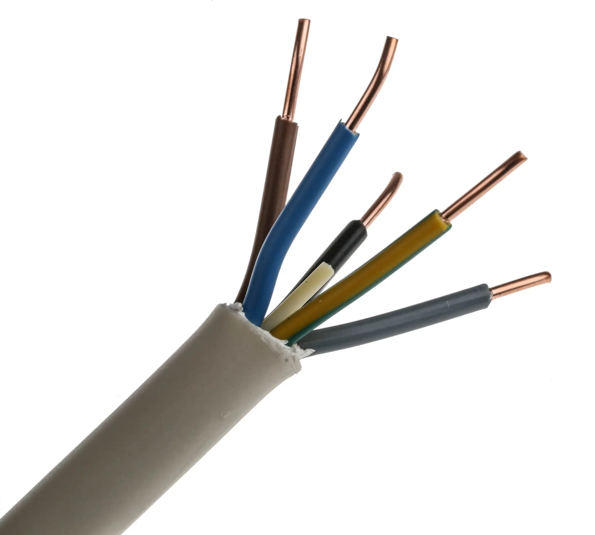 Produktfoto 1 von RS PRO Netzkabel, 5-adrig Grau /Ø 14 mm Außen-ø , 50 m 70 °C, 500 V, Polyvinylchlorid