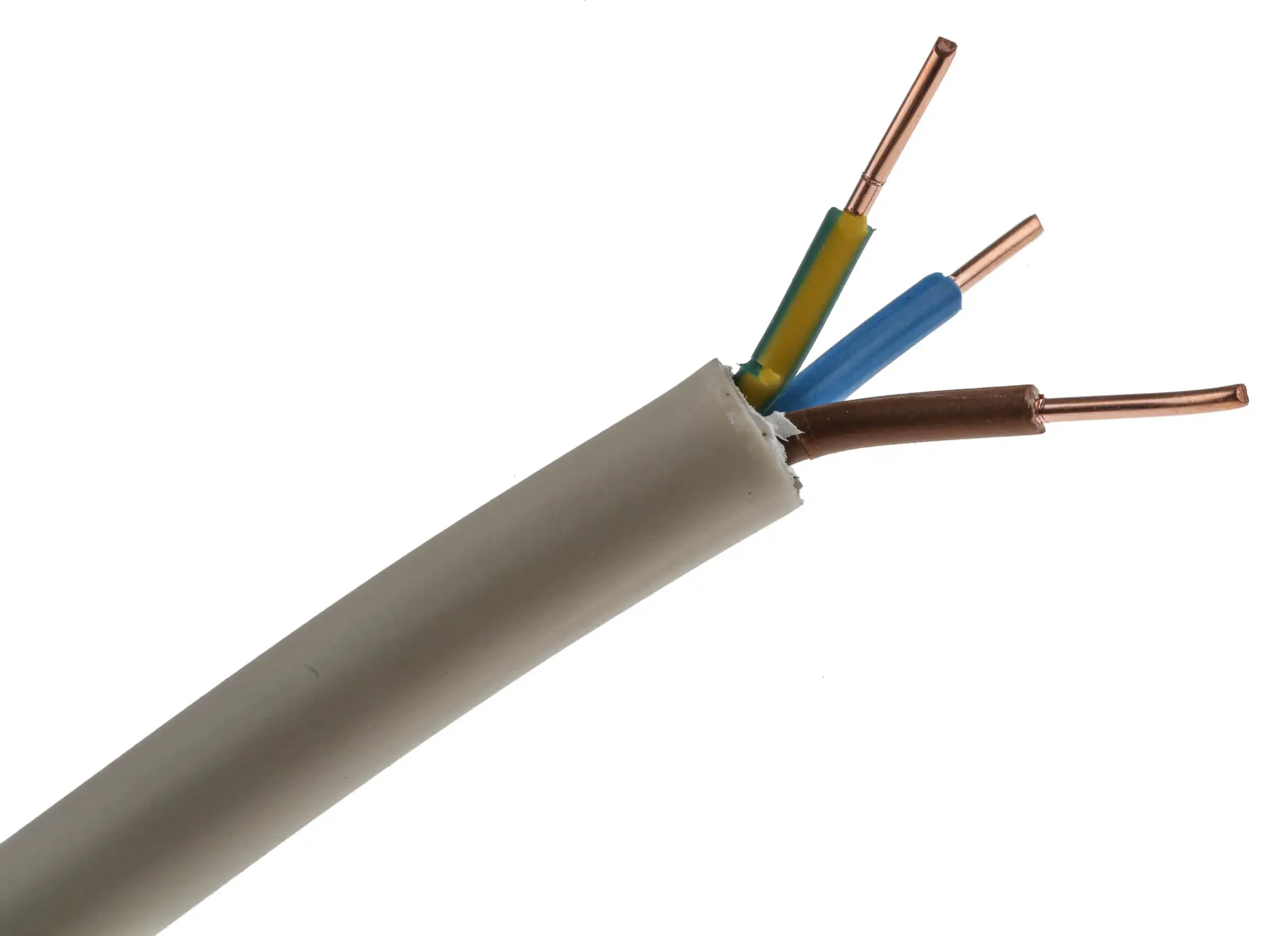 Produktfoto 1 von RS PRO Netzkabel, 3-adrig Grau /Ø 10.5 mm Außen-ø , 50 m 70 °C, 500 V, Polyvinylchlorid