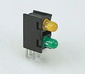 Schurter LED Anzeige, Printmontage Grün 2 x LEDs gewinkelt 5 mm (T-1 3/4) 4-Pins 2.1 V