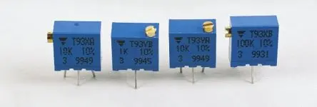 Vishay T93 21-Gang Durchsteckmontage Trimm-Potentiometer, Seitliche Einstellung, 2 kΩ, 10 %, 0.5 W, Stift, L. 9.7 mm