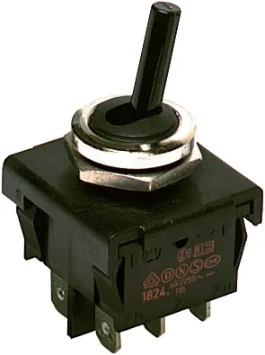 Produktfoto 1 von Marquardt Panel Kippschalter 2-poliger Wechsler, Ein-Aus, 12 V dc, 250 V ac, 6A, IP40, Stecker