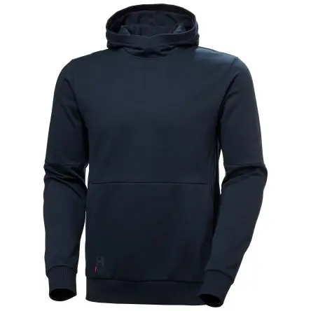 Helly Hansen EVO Herren Kapuzenpullover, 71 % Baumwolle Marine Gerippter Kragen mit Knopfleiste, Größe XL