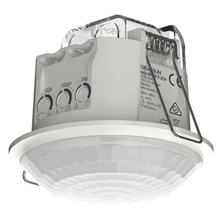Produktfoto 1 von Grässlin Talis M Bewegungsmelder Passives Infrarot, 86 mm, Ø 80 mm x 86mm x 70.25 mm, Reichweite 8 m