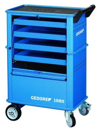 Produktfoto 1 von Gedore Blech Werkzeugwagen, Typ Werkzeugwagen 4 Schubladen mit Rädern, 930 mm x 400 mm
