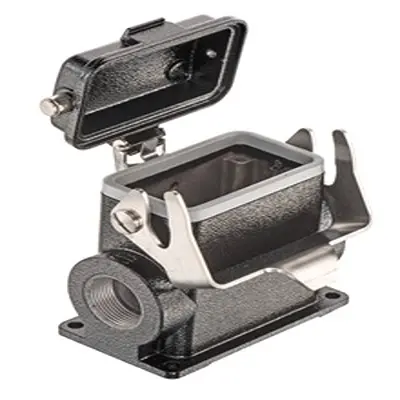 Produktfoto 1 von HARTING Han M Oberflächenmontiertes Gehäuse Einhebel 1, SMD 10B Haube für seitliche Kabeleinführung, IP65