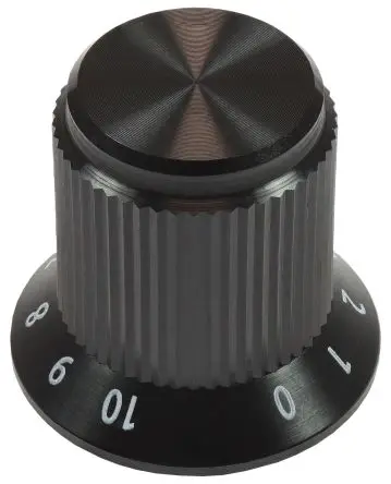 Produktfoto 1 von Vishay Schwarz Knopf, Zeiger Grün Ø 13 mm x 16 mm, Runde Welle Schaft 6 mm