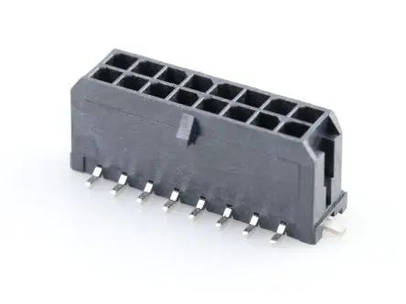 Produktfoto 1 von Molex 43045 Leiterplattenleiste Vertikal, 16-polig / 2-reihig, Raster 3 mm Raster Oberfläche, Kabel-Platine, Ummantelt