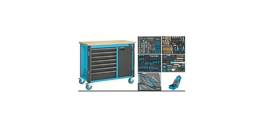 Produktfoto 1 von HAZET Stahl Werkbank, Typ Werkbank 7 Schubladen mit Rädern, 1150 mm x 600mm x 964 mm