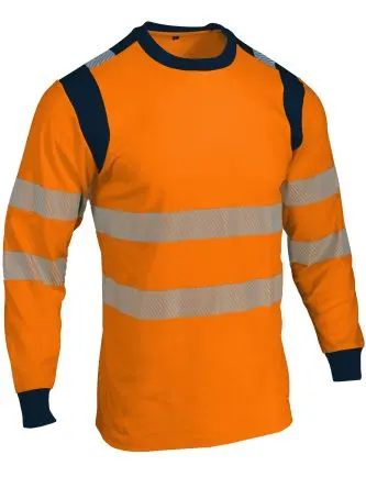 Produktfoto 1 von SINGER SAFETY TUVO Warnschutz T-Shirt Langarm Marineblau, Orange Unisex M 45 % Polyester, 55 % Baumwolle