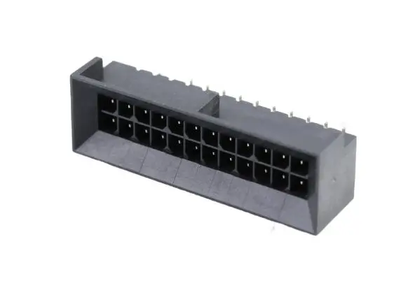 Molex 44428 Leiterplattenleiste gewinkelt, 24-polig / 2-reihig, Raster 3 mm Durchsteckmontage, Kabel-Platine, Ummantelt