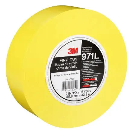 Produktfoto 1 von 3M 971 Vinyl Sicherheitsband Gelb Typ Sicherheitsstreifenbänder, Stärke 0.4318 mm, 32.9mm x 50.8 mm