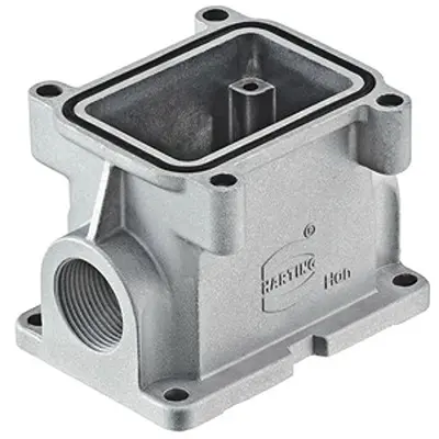 Produktfoto 1 von HARTING Han EMC Oberflächenmontiertes Gehäuse Schraubbefestigung, SMD 6B Haube für seitliche Kabeleinführung, IP65