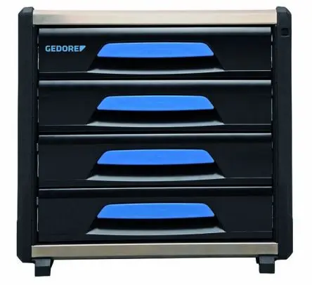 Produktfoto 1 von Gedore Aluminium und Kunststoff Werkzeugbox Schwarz, 4 Schubladen, L. 525 mm B. 385mm H. 505 mm, 21.88 kg