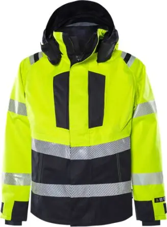 Fristads 134416 Herren Warnschutzjacke, 2 % antistatische Faser Marine, Gelb, Futter 50 % Aramidfaser, Größe 4XL