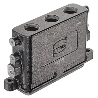 Produktfoto 1 von HARTING Han HPR Slim Oberflächenmontiertes Gehäuse Schraubbefestigung, SMD 22 Haube für obere Kabeleinführung, IP66,