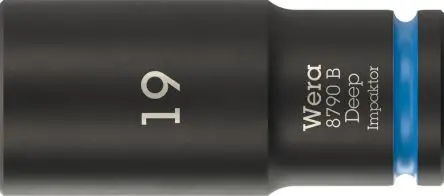 Produktfoto 1 von Wera 3/8 in, 19 mm Tiefschlag-Stecknuss Tiefschlag-Stecknuss Stahl geschmiedet, 63mm