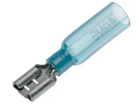 Produktfoto 1 von Molex 19164 Schnellkupplungs-Crimpanschluss, Blau, Teilweise, 6.35 x 0.81 mm, Buchse, 14 AWG min, 16 AWG