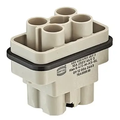 Produktfoto 1 von HARTING Han Q Hochleistungssteckverbinder-Einsätze und -Module Stecker, 6-polig 40A, Stromversorgungssteckverbinder in