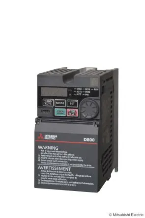 Produktfoto 1 von Mitsubishi Electric FR-D800 1-Phasen Frequenzumrichter 0.4 kW 240V 2.5 A 590Hz