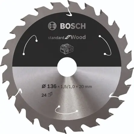 Produktfoto 1 von Bosch 24 Polykristalliner Diamant Holz Sägeblatt, Ø 136 mm 1