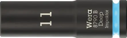Produktfoto 1 von Wera 3/8 in, 11 mm Tiefschlag-Stecknuss Tiefschlag-Stecknuss Stahl geschmiedet, 63mm