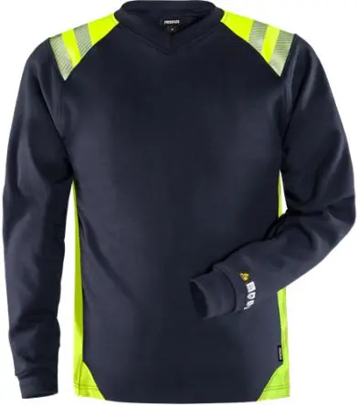 Produktfoto 1 von Fristads 7360 TFL T-Shirt Lang Marine, Gelb Unisex M 2 % antistatische Fasern, 44 % Baumwolle, 54 % Modacryl