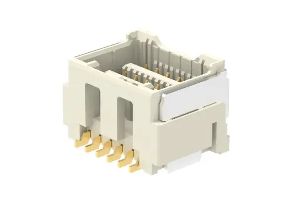 Produktfoto 1 von Molex 213227 Leiterplattenleiste gewinkelt, 12-polig / 2-reihig, Raster 1.5 mm SMD, Kabel-Platine, Ummantelt