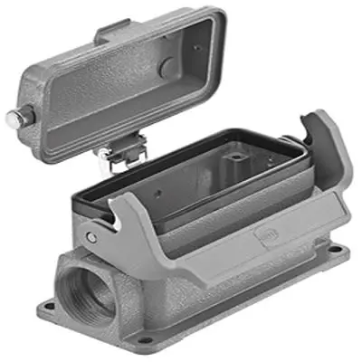 Produktfoto 1 von HARTING Han B Oberflächenmontiertes Gehäuse Einhebel 1, Oberfläche 16B Haube für seitliche Kabeleinführung, IP65