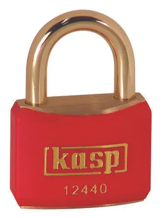 Produktfoto 1 von Kasp Messing Vorhängeschloss Vorhängeschloss Rot gleichsperrend, Bügel-Ø 6.4 mm x 21 mm 40mm