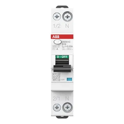 Produktfoto 1 von ABB DS301C 2CSR255163R RCBO 16A, 2-polig Typ A, Empfindlichkeit 30 mA