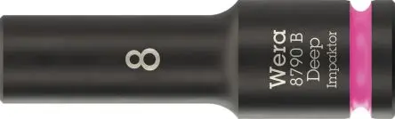Produktfoto 1 von Wera 3/8 in, 8 mm Tiefschlag-Stecknuss Tiefschlag-Stecknuss Stahl geschmiedet, 63mm