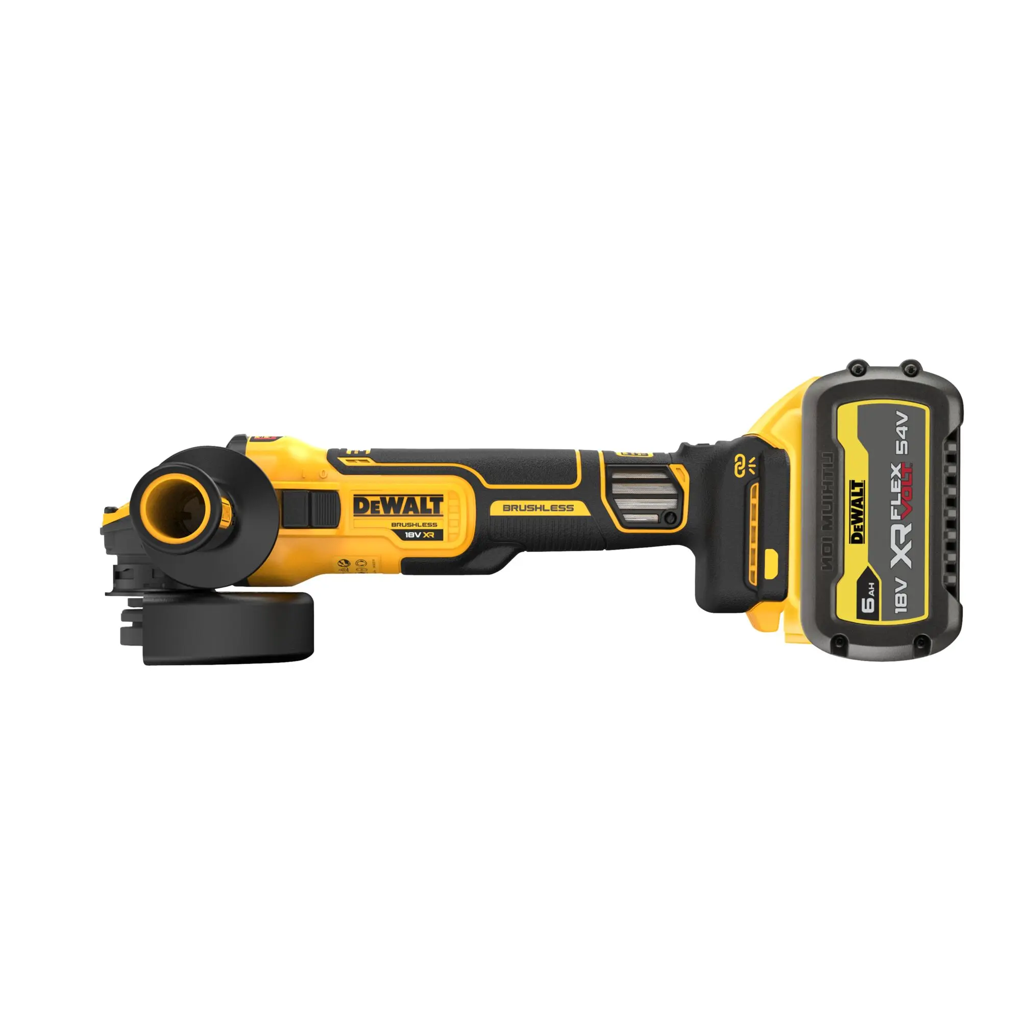 Produktfoto 1 von DeWALT DCG4 Winkelschleifer Bürstenlos, Scheiben-Ø 125 mm 6 Ah 9000 rpm