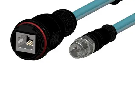 Produktfoto 1 von Molex 12034, 8-polig Kabel assembliert, M12 Micro Change Buchse 8 / RJ45 Stecker, Länge 0.5 m