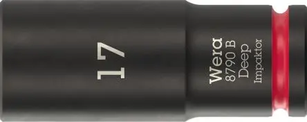 Produktfoto 1 von Wera 3/8 in, 17 mm Tiefschlag-Stecknuss Tiefschlag-Stecknuss Stahl geschmiedet, 63mm